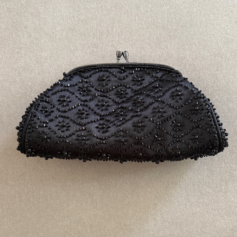 Moni Couture Black Beaded Evening Clutch